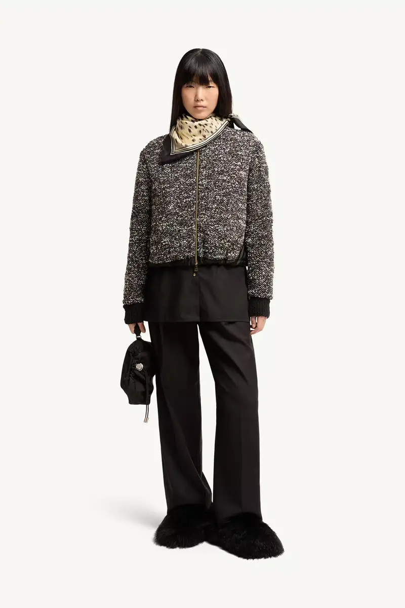 Moncler Leather Logo Zip-up Padded Cardigan | Thumbnail 3 Moncler Leather Logo Zip-up Padded Cardigan | Thumbnail 3