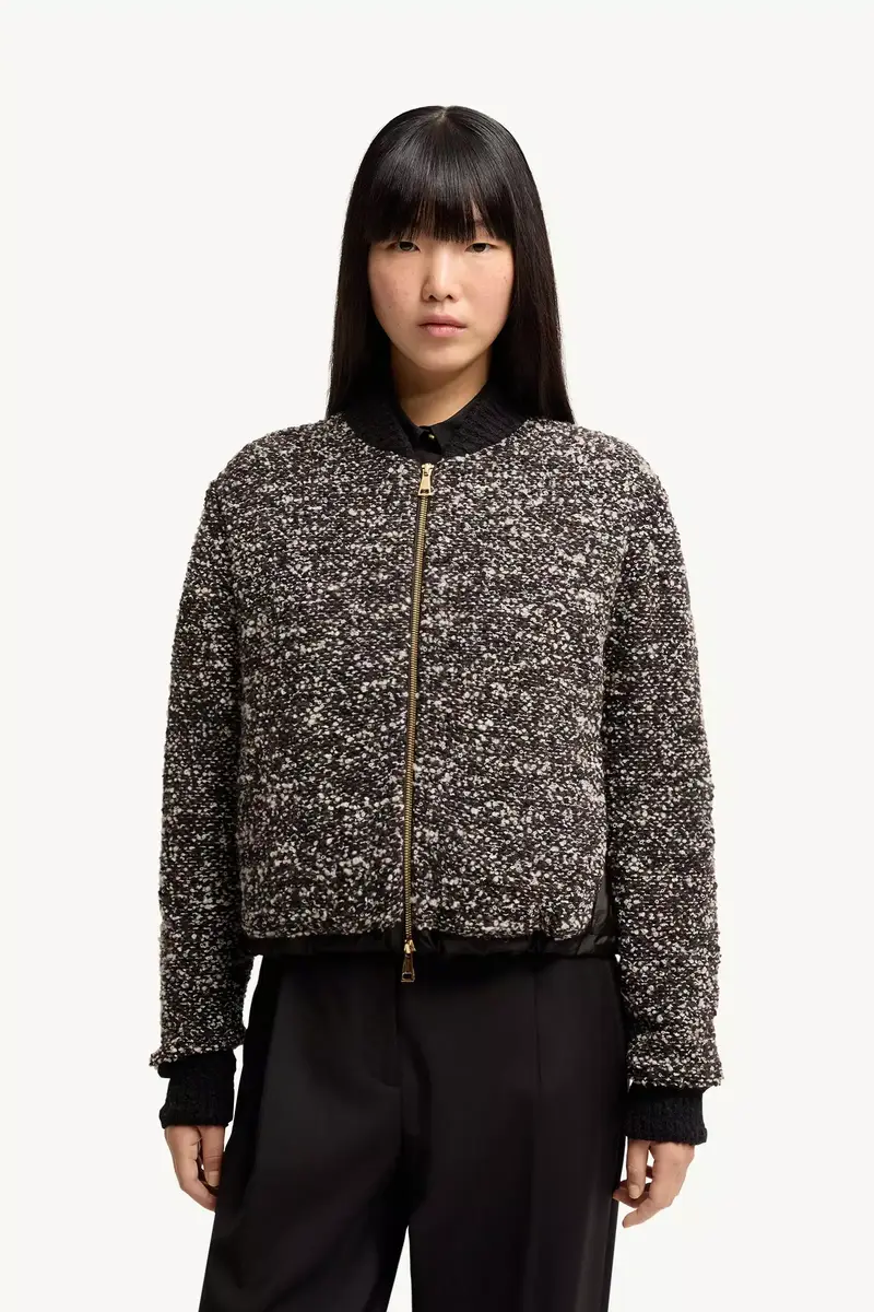 Moncler Leather Logo Zip-up Padded Cardigan | Thumbnail 5 Moncler Leather Logo Zip-up Padded Cardigan | Thumbnail 5