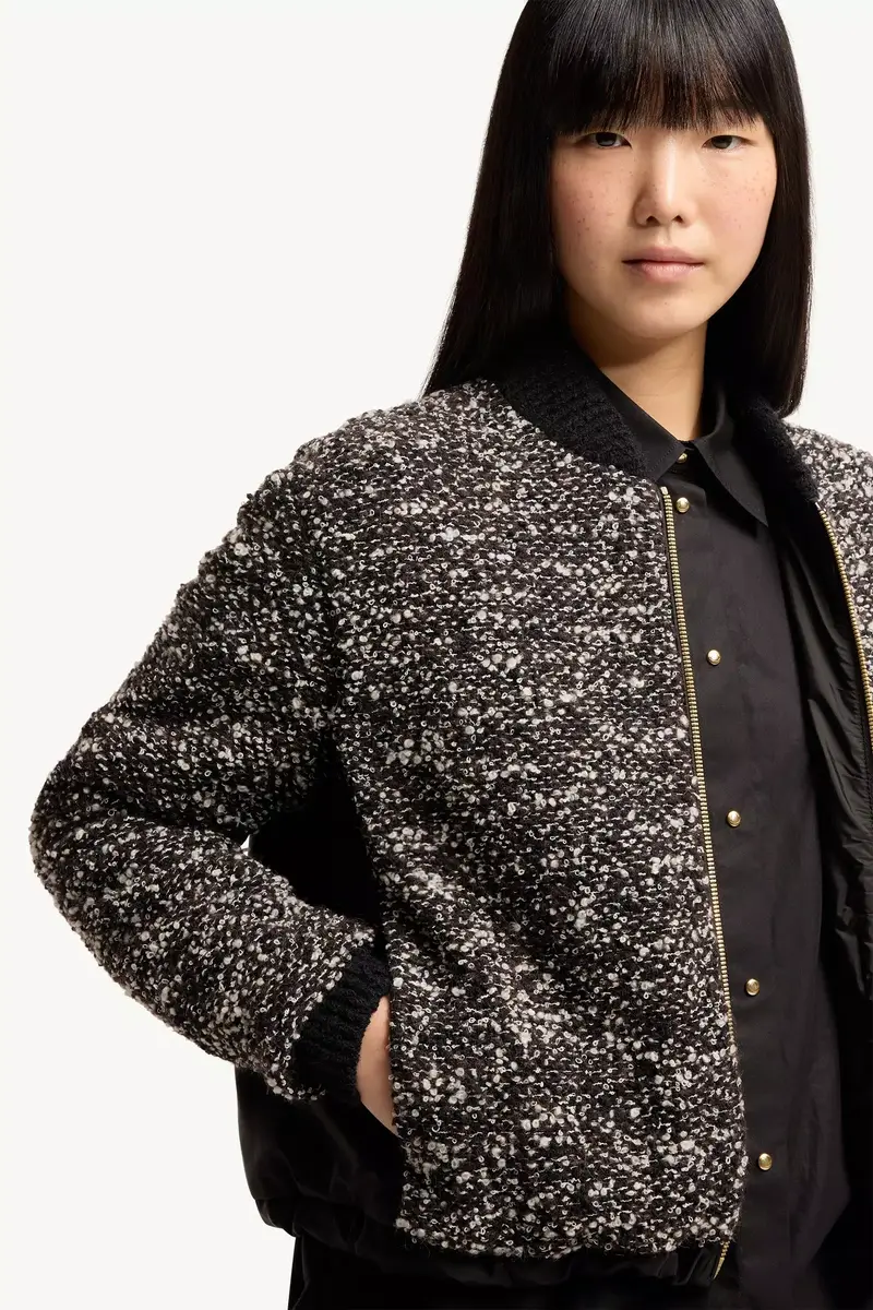 Moncler Leather Logo Zip-up Padded Cardigan | Thumbnail 7 Moncler Leather Logo Zip-up Padded Cardigan | Thumbnail 7