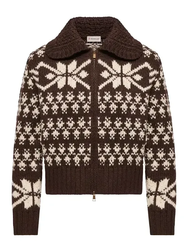 Moncler Jacquard Sequin Zip-up Cardigan