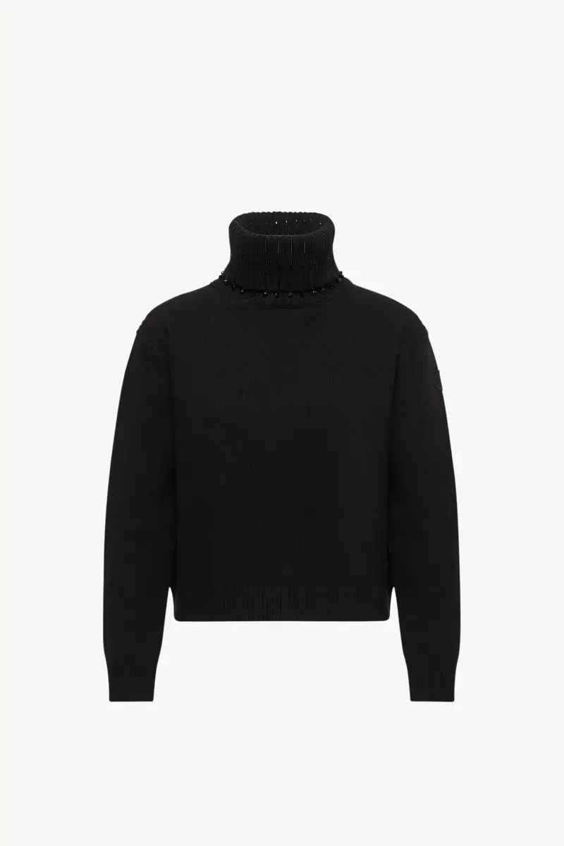 Moncler Crystal Embroidered Cashmere & Wool Blend Turtleneck Sweater | Thumbnail 2 Moncler Crystal Embroidered Cashmere & Wool Blend Turtleneck Sweater | Thumbnail 2