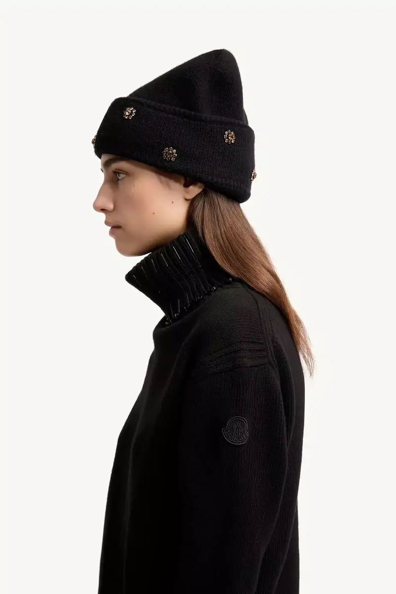 Moncler Crystal Embroidered Cashmere & Wool Blend Turtleneck Sweater | Thumbnail 4 Moncler Crystal Embroidered Cashmere & Wool Blend Turtleneck Sweater | Thumbnail 4