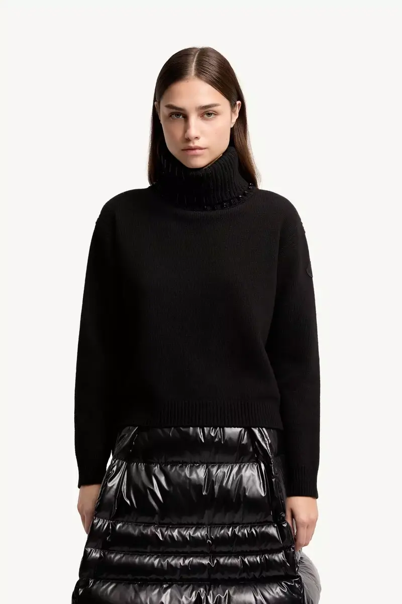 Moncler Crystal Embroidered Cashmere & Wool Blend Turtleneck Sweater | Thumbnail 5 Moncler Crystal Embroidered Cashmere & Wool Blend Turtleneck Sweater | Thumbnail 5