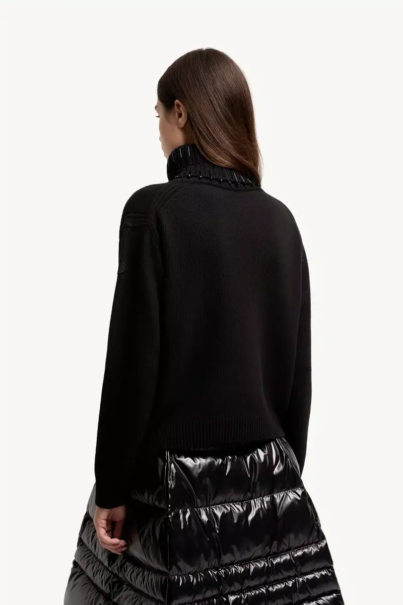 Moncler Crystal Embroidered Cashmere & Wool Blend Turtleneck Sweater | Thumbnail 6 Moncler Crystal Embroidered Cashmere & Wool Blend Turtleneck Sweater | Thumbnail 6