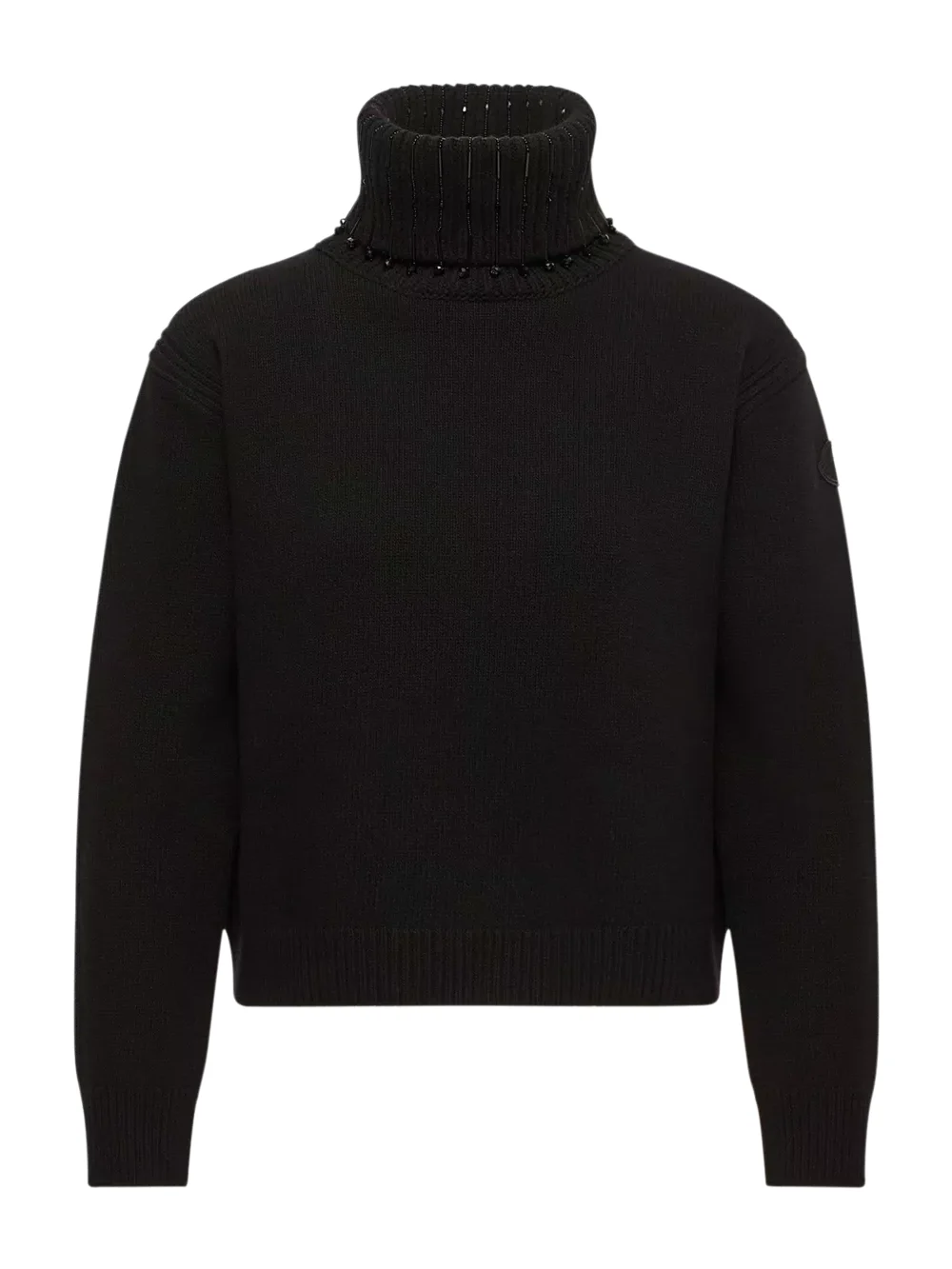 Moncler Crystal Embroidered Cashmere & Wool Blend Turtleneck Sweater