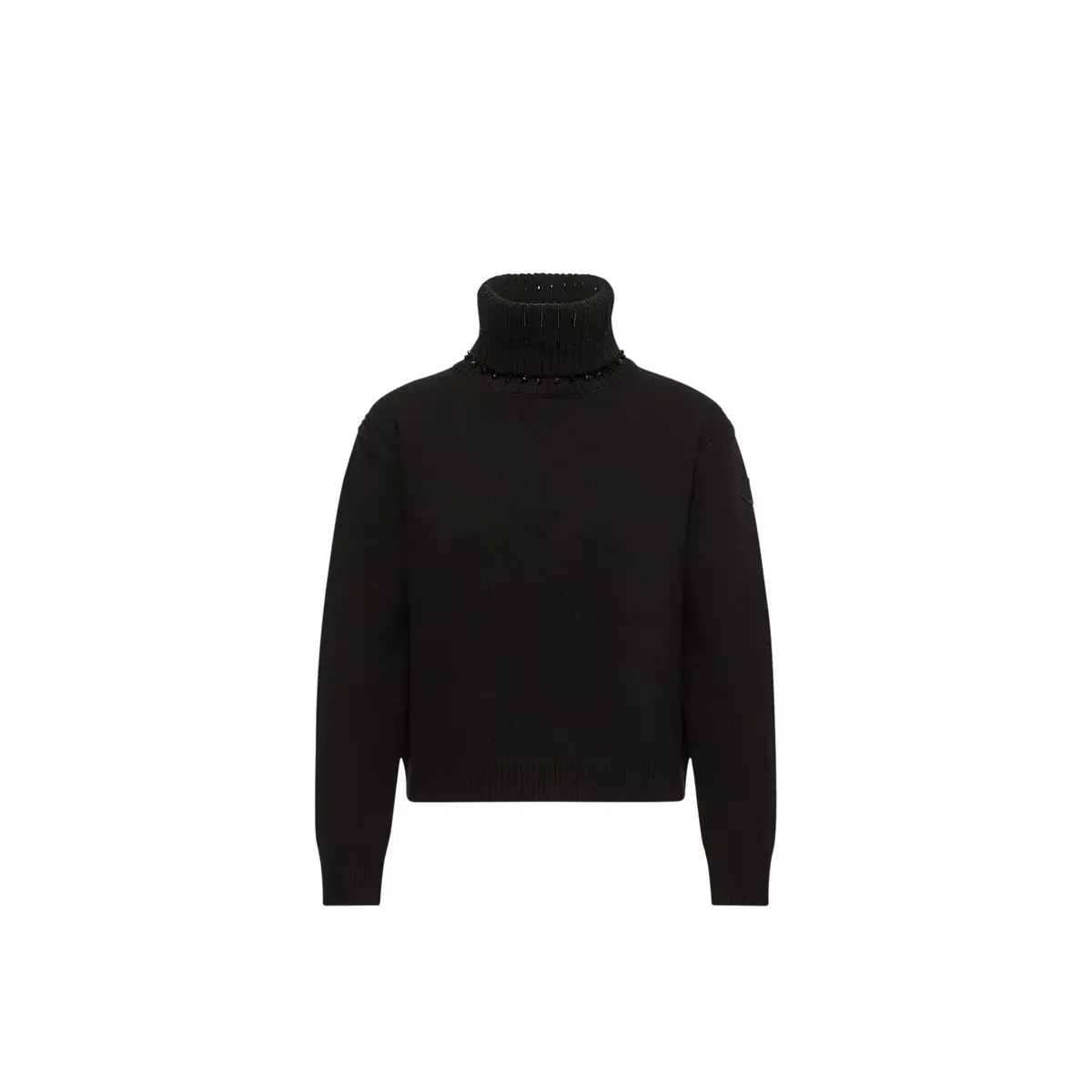 Moncler Crystal Embroidered Cashmere & Wool Blend Turtleneck Sweater