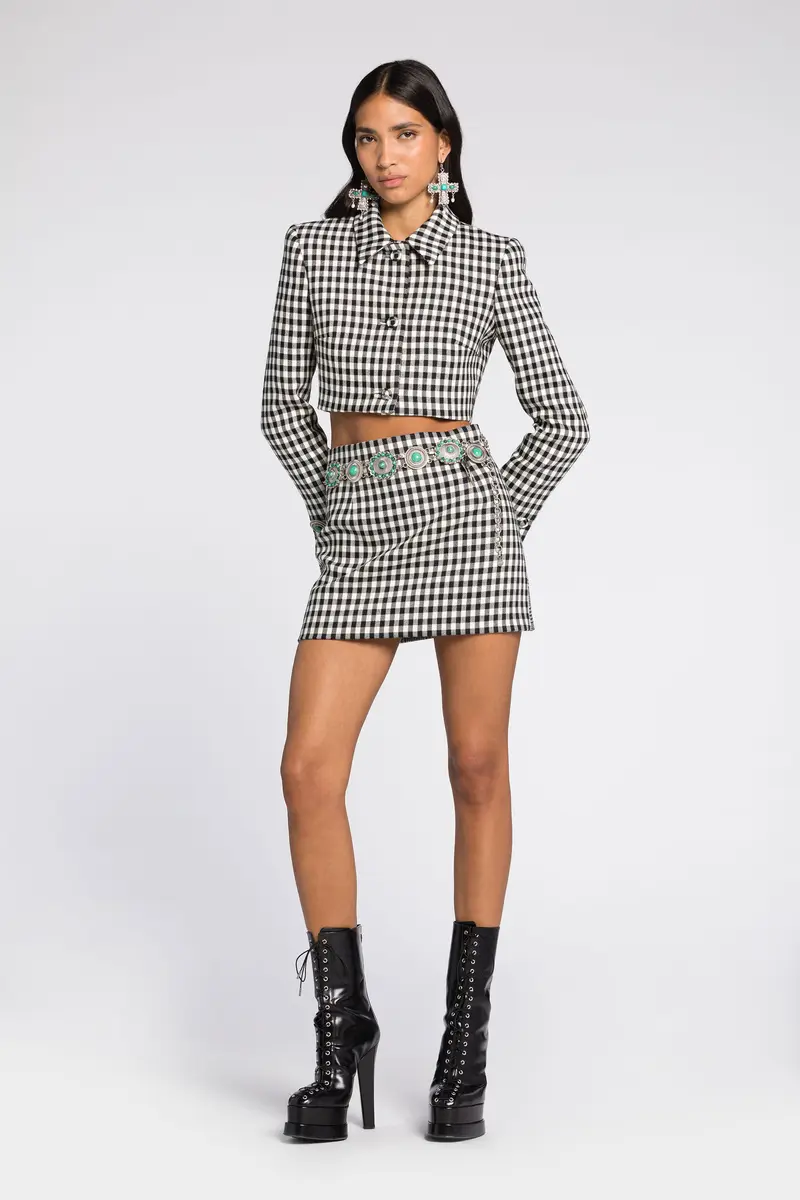 Roberto Cavalli Gingham Cropped Blazer | Thumbnail 2 Roberto Cavalli Gingham Cropped Blazer | Thumbnail 2