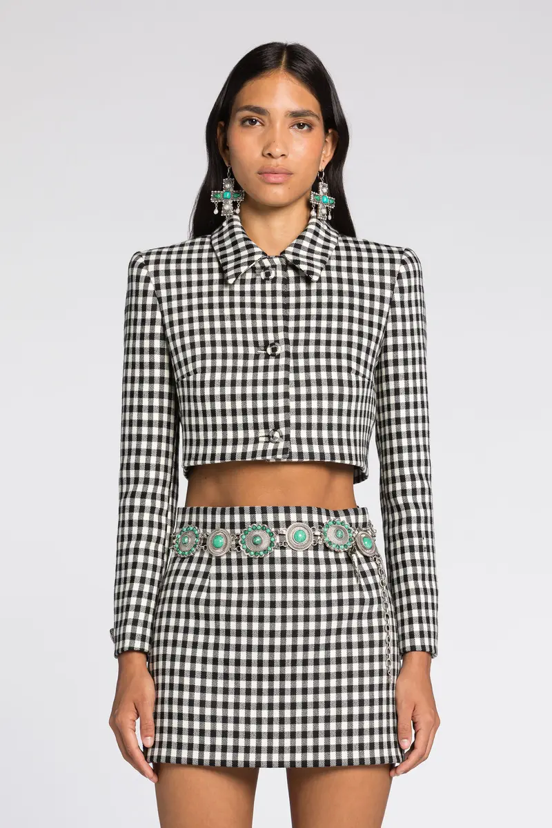 Roberto Cavalli Gingham Cropped Blazer | Thumbnail 3 Roberto Cavalli Gingham Cropped Blazer | Thumbnail 3