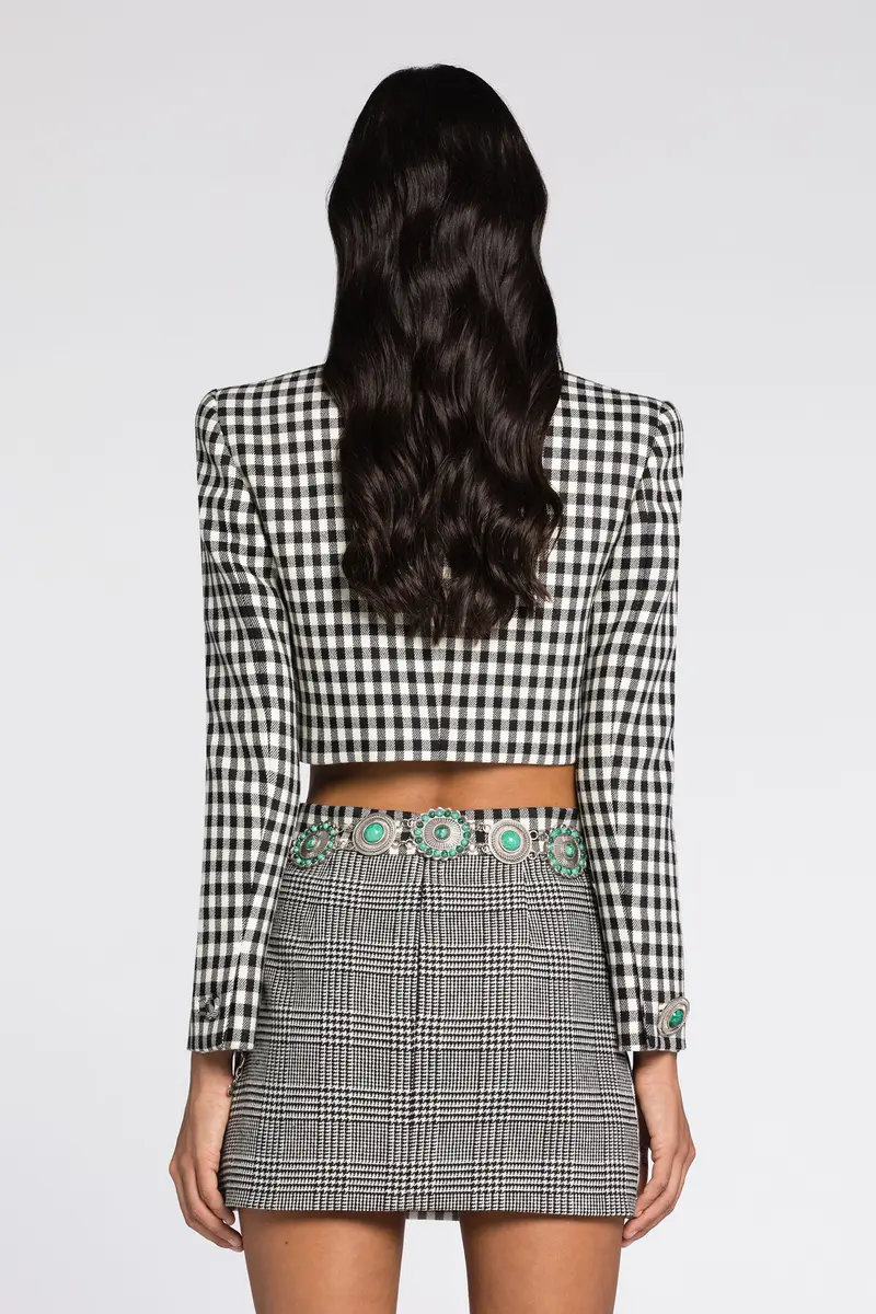 Roberto Cavalli Gingham Cropped Blazer | Thumbnail 4 Roberto Cavalli Gingham Cropped Blazer | Thumbnail 4