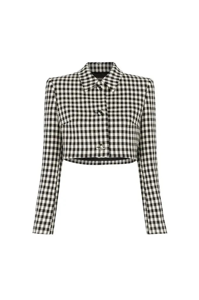 Roberto Cavalli Gingham Cropped Blazer