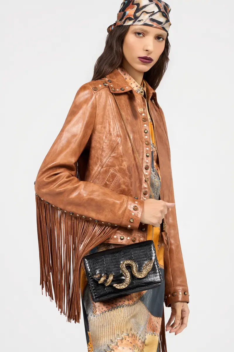 Roberto Cavalli Serpentine Black Shoulder Bag | Thumbnail 2 Roberto Cavalli Serpentine Black Shoulder Bag | Thumbnail 2