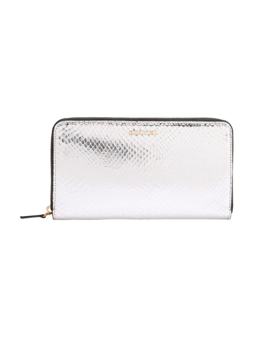 Zip-Around Wallet with Snake Print