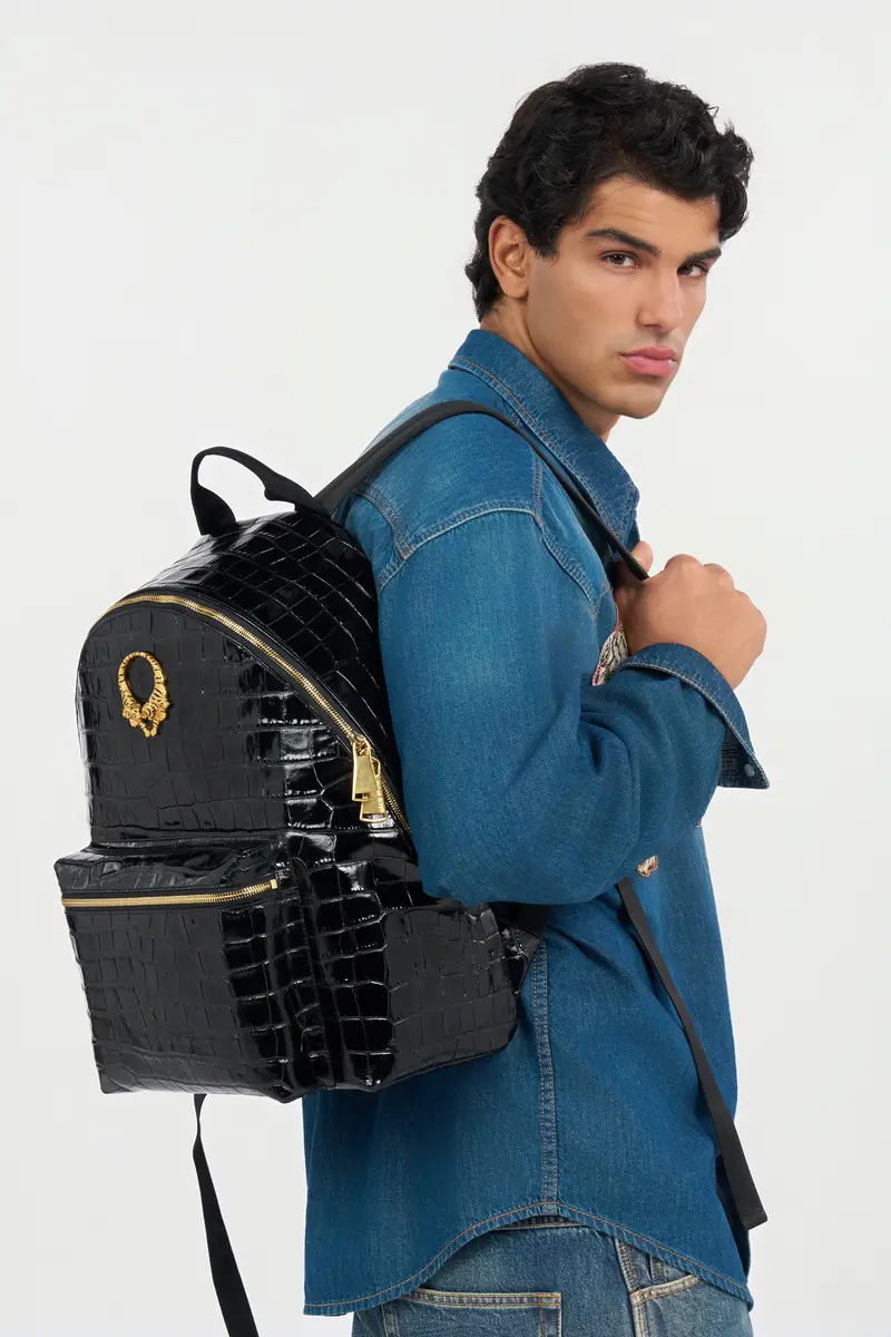 Roberto Cavalli Roar Black Leather Backpack | Thumbnail 2 Roberto Cavalli Roar Black Leather Backpack | Thumbnail 2