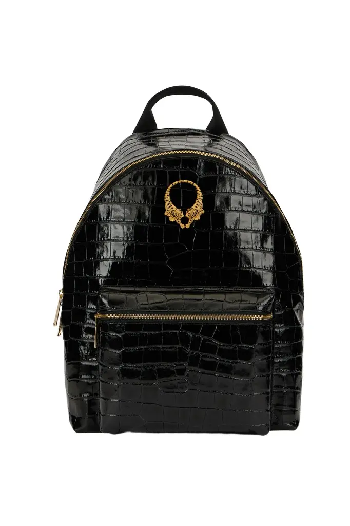 Roberto Cavalli Roar Black Leather Backpack