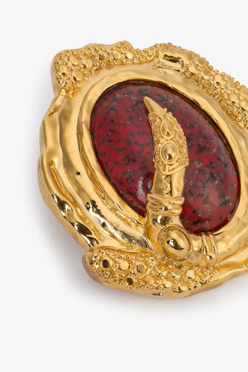 Roberto Cavalli Golden Clip-On Earrings With Ruby Stone | Thumbnail 5 Roberto Cavalli Golden Clip-On Earrings With Ruby Stone | Thumbnail 5