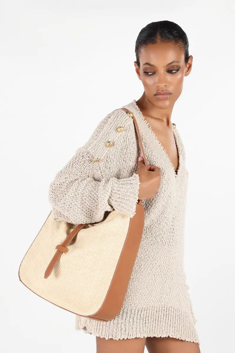Roberto Cavalli Large Raffia-Effect Shoulder Bag | Thumbnail 2
