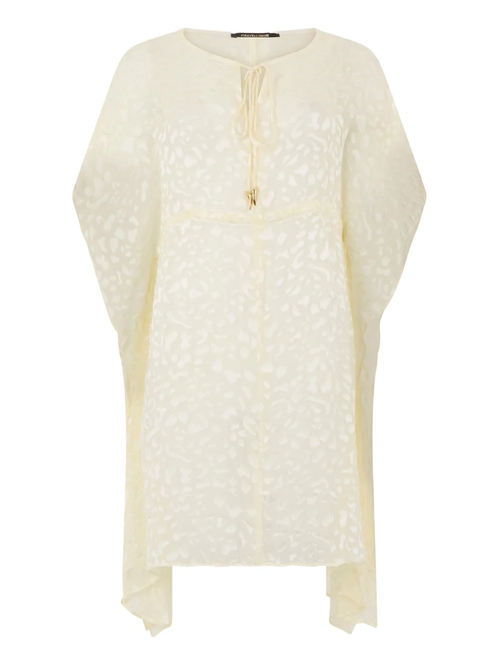 Roberto Cavalli Ivory Tone-On-Tone Leopard Print Kaftan