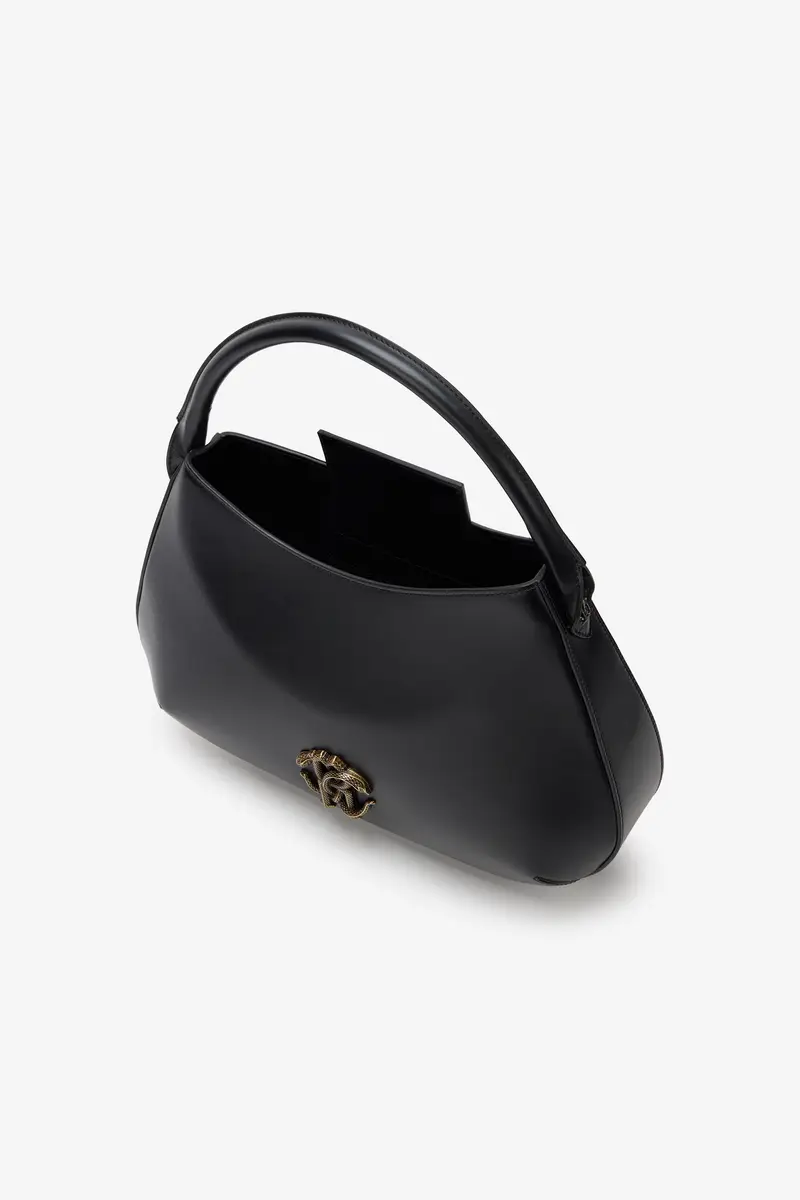 Roberto Cavalli Black Leather Top Handle Bag with Monogram RC | Thumbnail 5