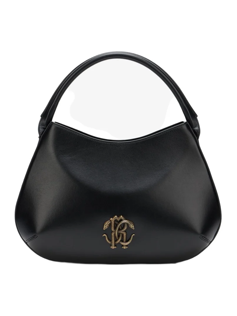 Black Leather Top Handle Bag with Monogram RC Black Leather Top Handle Bag with Monogram RC