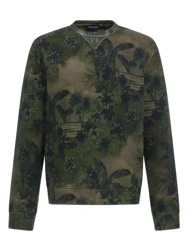 Roberto Cavalli Hawaii Green printed sweatshirt