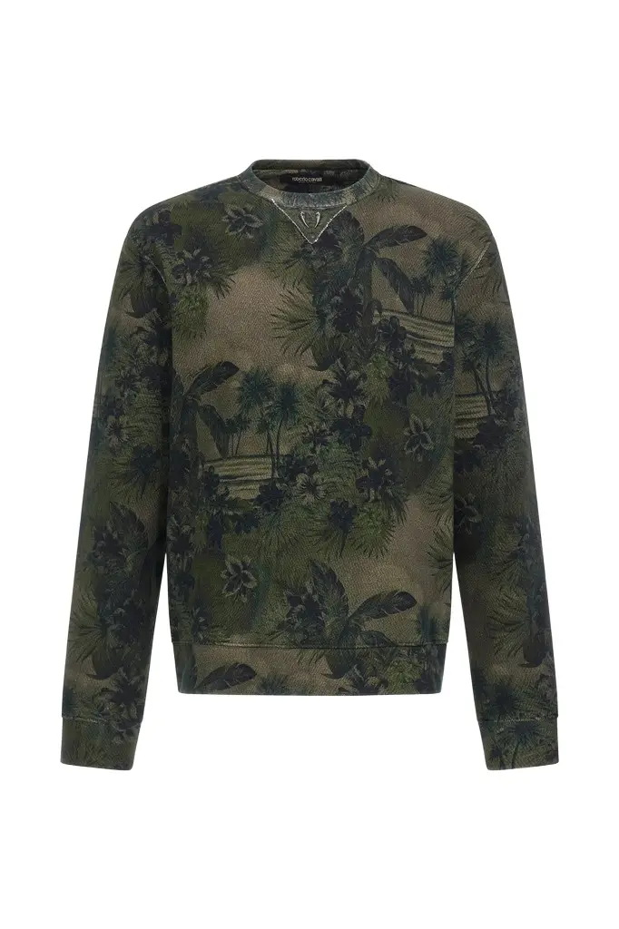 Roberto Cavalli Hawaii Green printed sweatshirt
