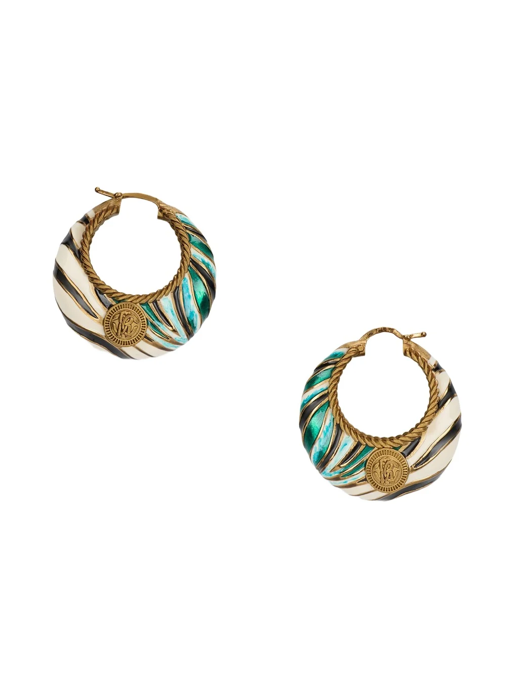 Roberto Cavalli Ray of Sea Print Hoop Earrings