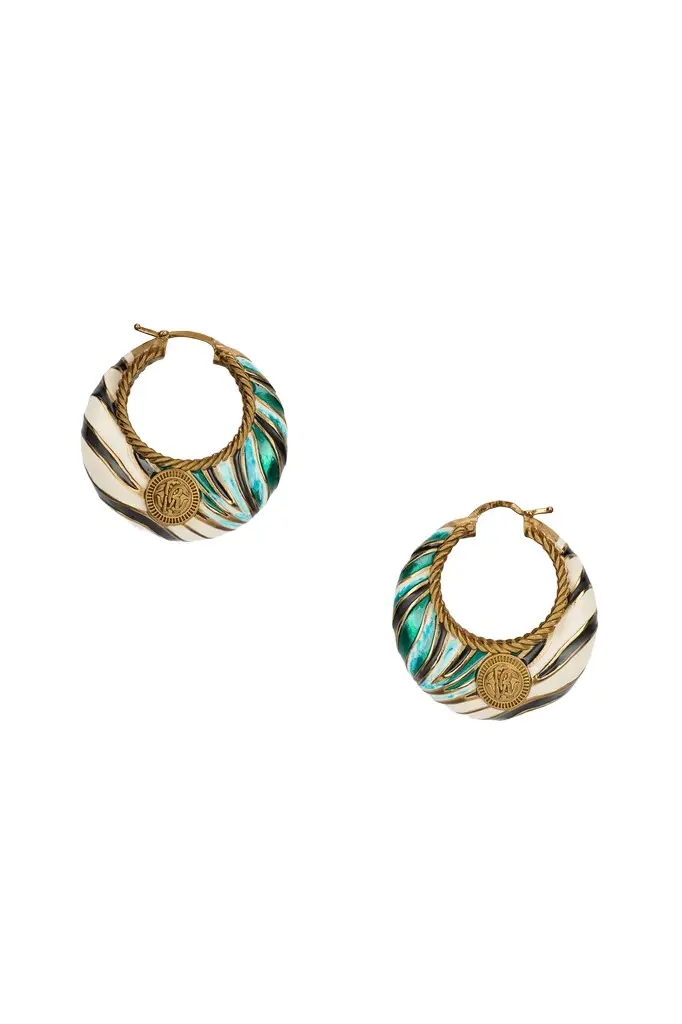 Roberto Cavalli Ray of Sea Print Hoop Earrings
