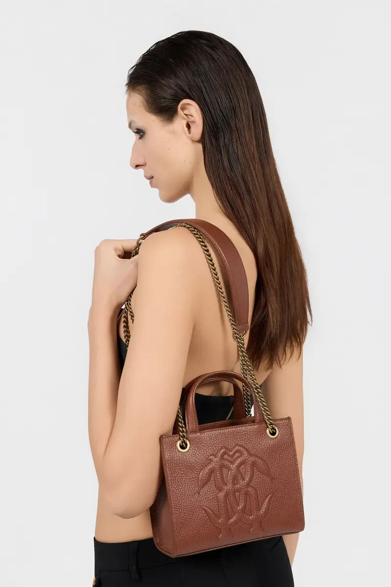 Roberto Cavalli Brown Mini Shoulder Bag with Monogram RC | Thumbnail 2 Roberto Cavalli Brown Mini Shoulder Bag with Monogram RC | Thumbnail 2