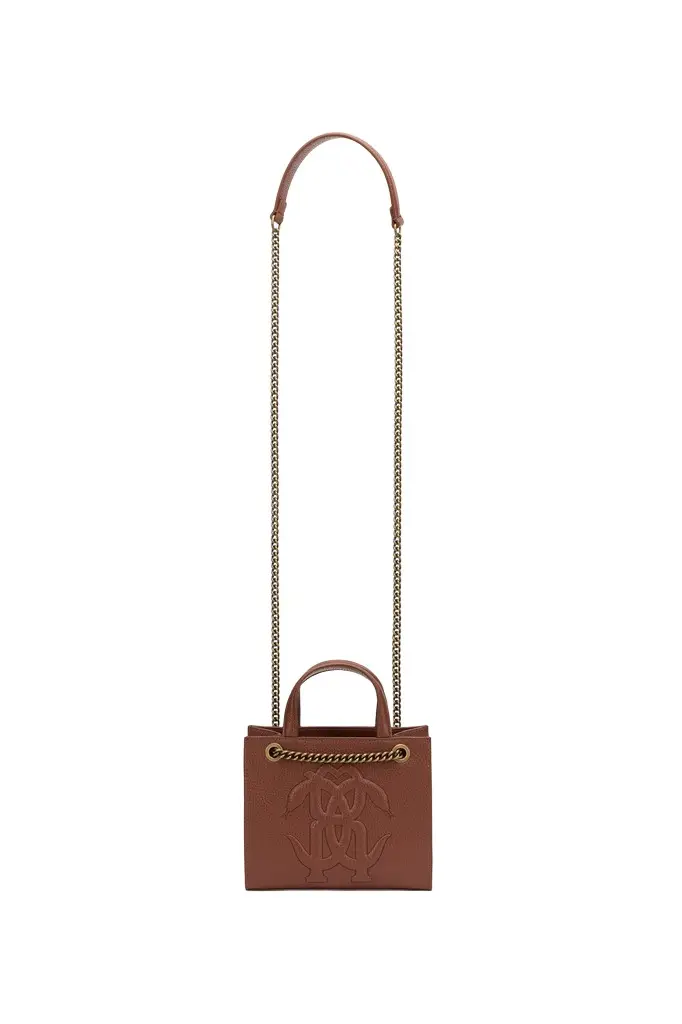 Roberto Cavalli Brown Mini Shoulder Bag with Monogram RC