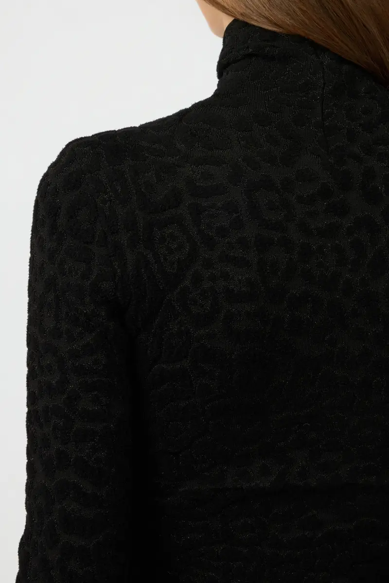 Roberto Cavalli High Neck Top with Lurex Jaguar Pattern | Thumbnail 5 Roberto Cavalli High Neck Top with Lurex Jaguar Pattern | Thumbnail 5