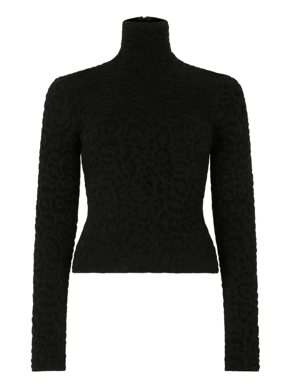 Roberto Cavalli High Neck Top with Lurex Jaguar Pattern