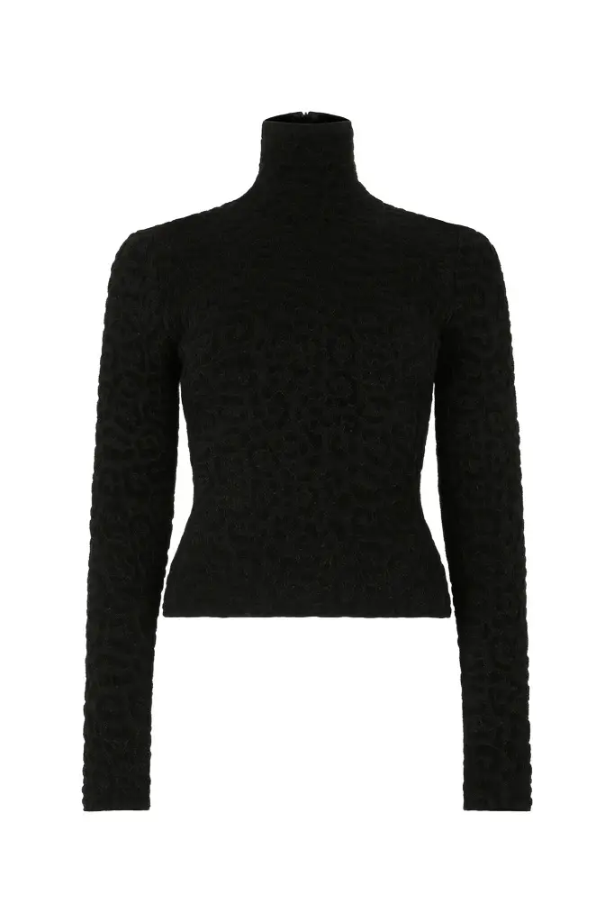 High Neck Top with Lurex Jaguar Pattern High Neck Top with Lurex Jaguar Pattern