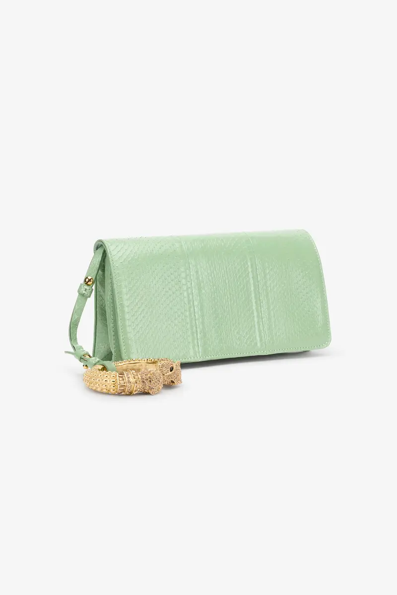 Roberto Cavalli Roar Pochette Bag Green Leather | Thumbnail 4