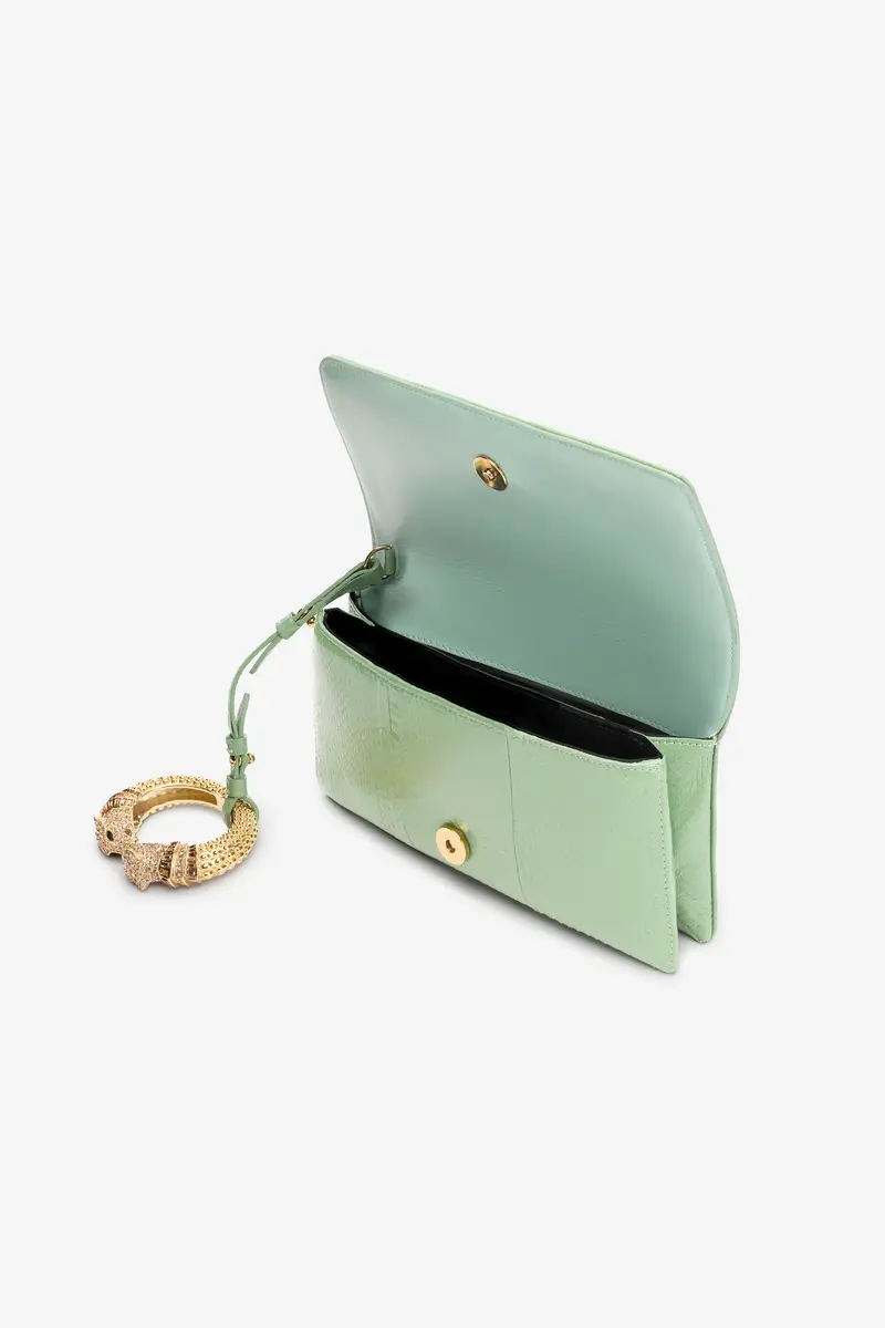 Roberto Cavalli Roar Pochette Bag Green Leather | Thumbnail 5