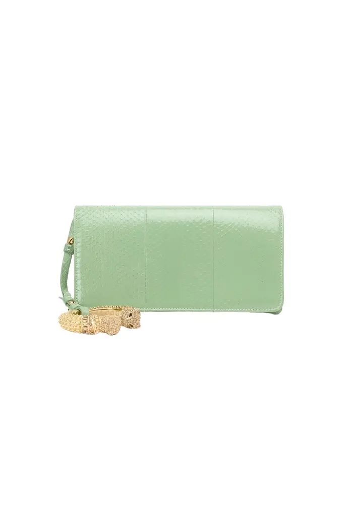 Roberto Cavalli Roar Pochette Bag Green Leather