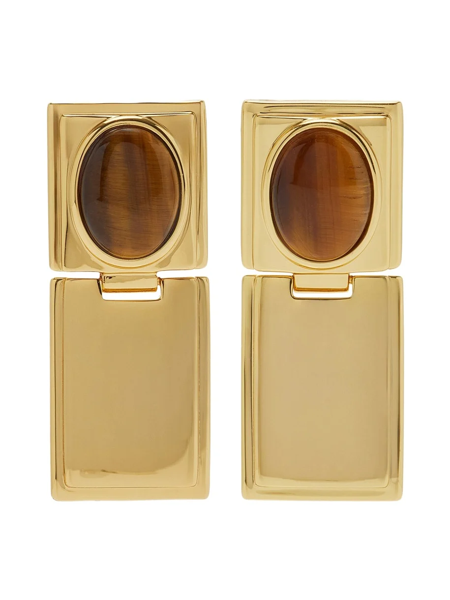 Signet Tiger's Eye Hinge Earrings