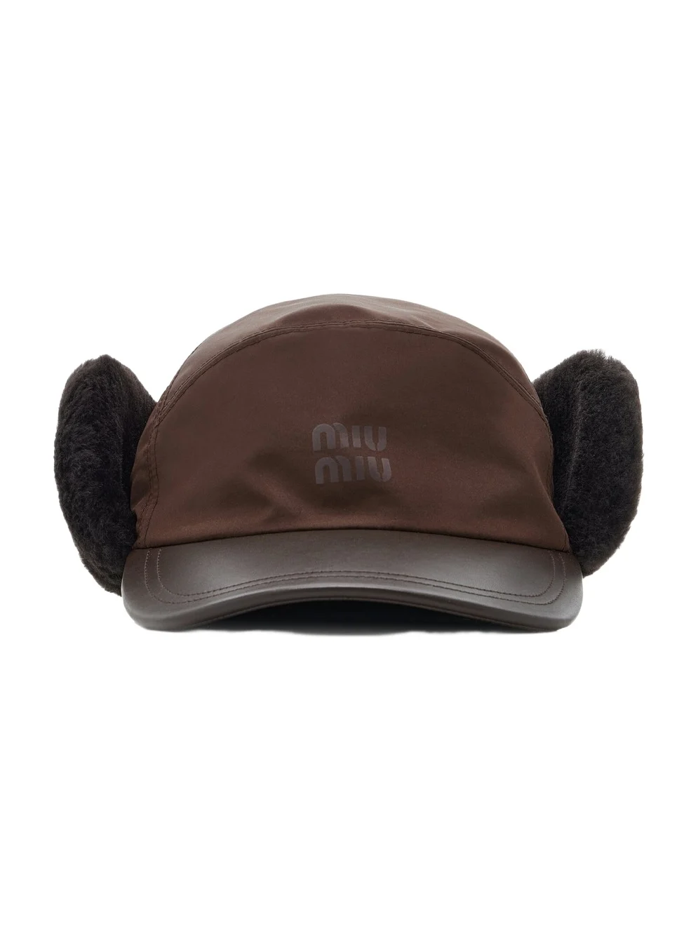 Miu Miu Shearling-Trimmed Canvas Cap