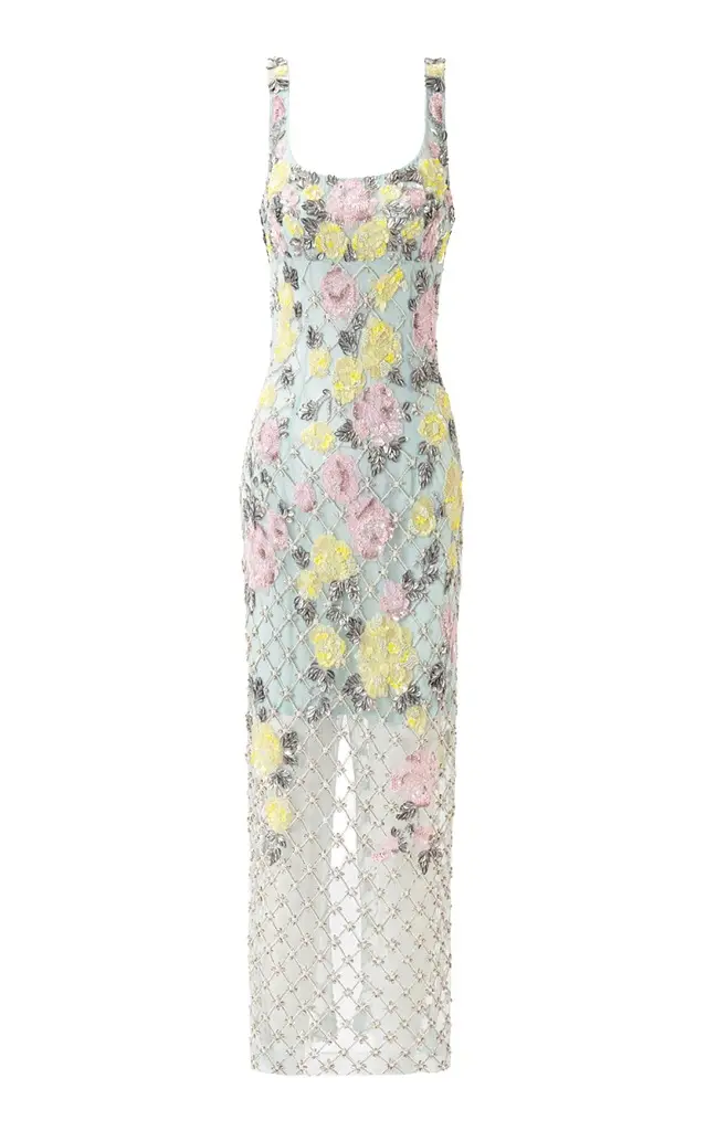 LA FUORI Celeste Jardin Embroidered Midi Dress