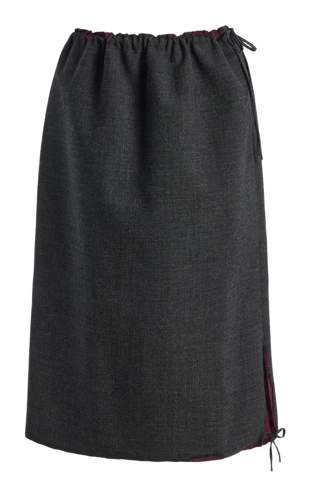 Drawstring Raw-Edge Cotton Midi Skirt Drawstring Raw-Edge Cotton Midi Skirt