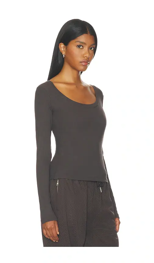 Adanola Rib Scoop Neck Long Sleeve Top | Thumbnail 2 Adanola Rib Scoop Neck Long Sleeve Top | Thumbnail 2