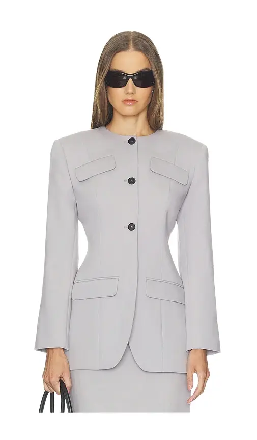Wool Blend Suiting Jacket With Bows Wool Blend Suiting Jacket With Bows