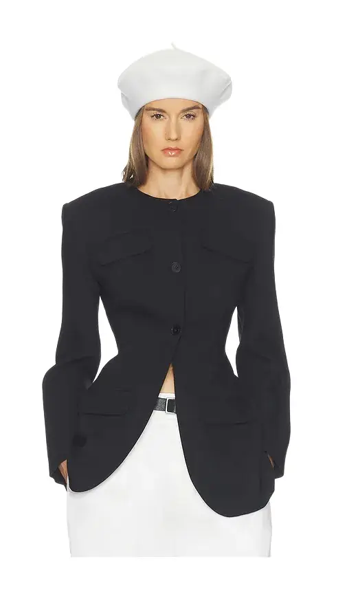 Wool Blend Suiting Jacket With Bows Wool Blend Suiting Jacket With Bows