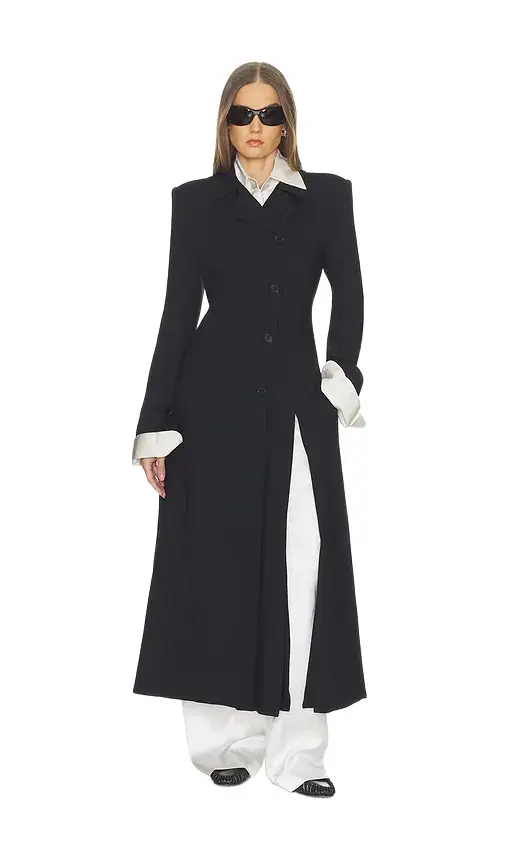 Wool Blend Asymmetrical Suiting Jacket With Slits Wool Blend Asymmetrical Suiting Jacket With Slits