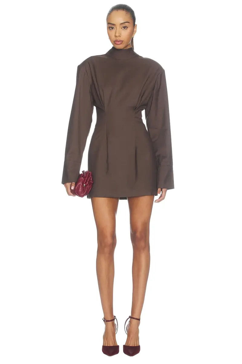 Wool Tie Back Mini Dress