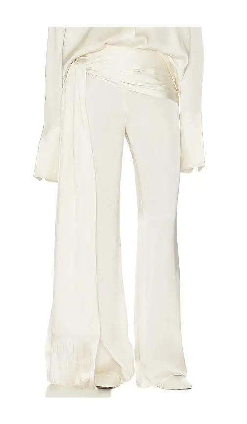 Satin Pants With Tie And Fringe Satin Pants With Tie And Fringe