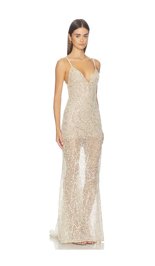 Bronx and Banco V-Neck Embellished Gown | Thumbnail 2 Bronx and Banco V-Neck Embellished Gown | Thumbnail 2