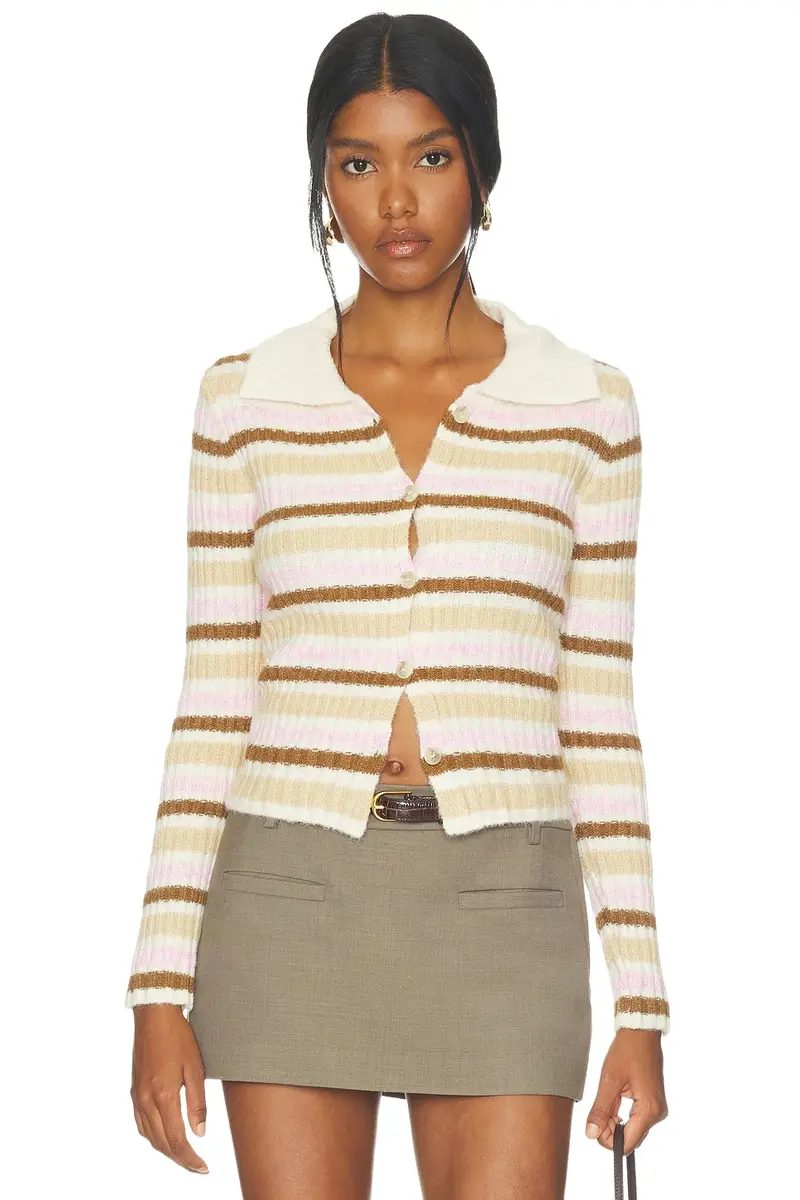 Zemeta Pink Maple Stripe Knit Cardigan