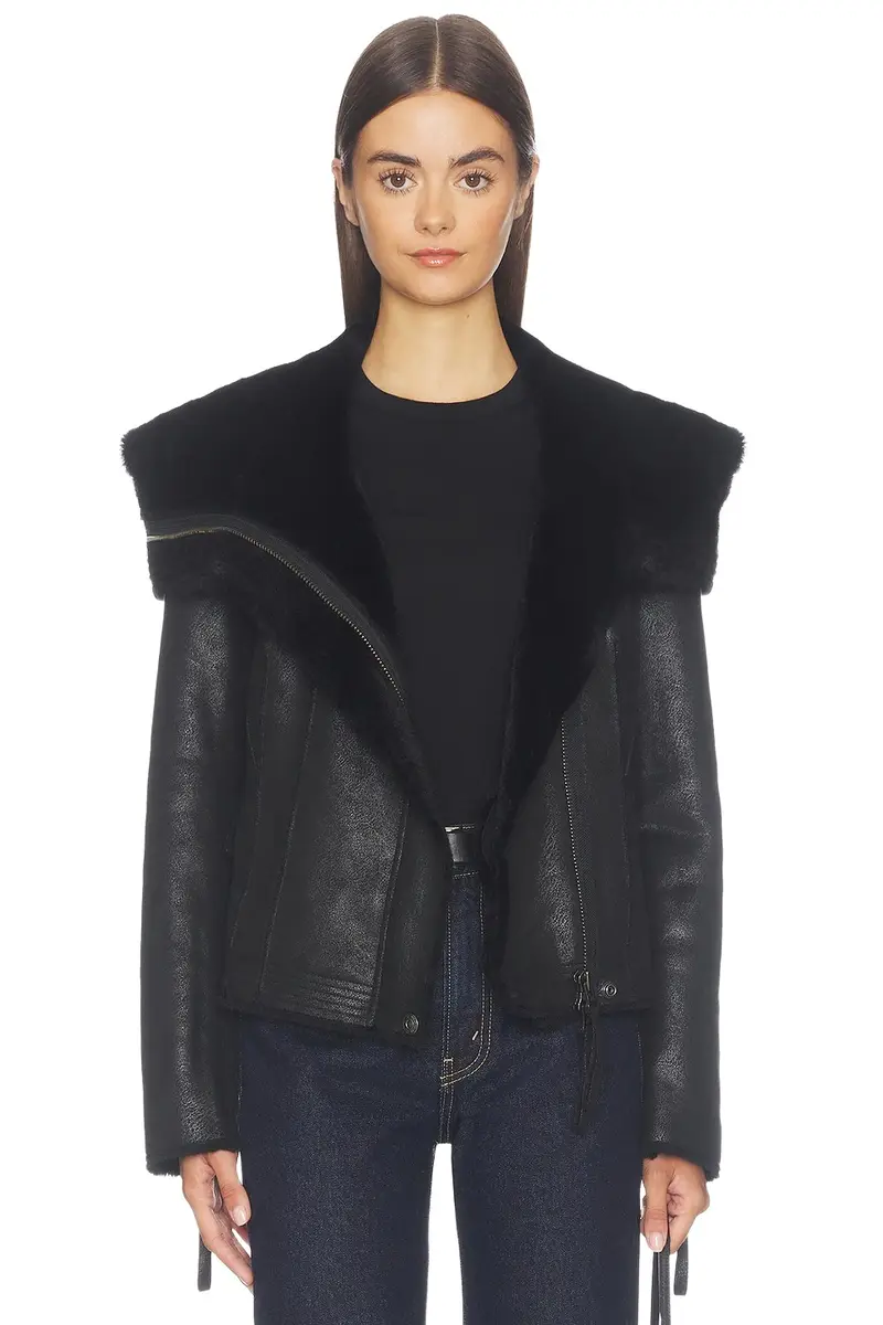x We The Free Fourline Shearling Aviator Jacket