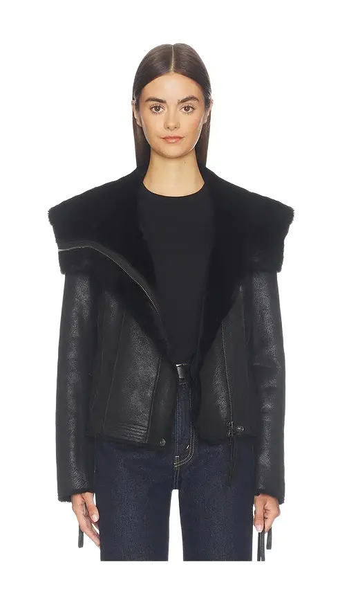 x We The Free Fourline Shearling Aviator Jacket