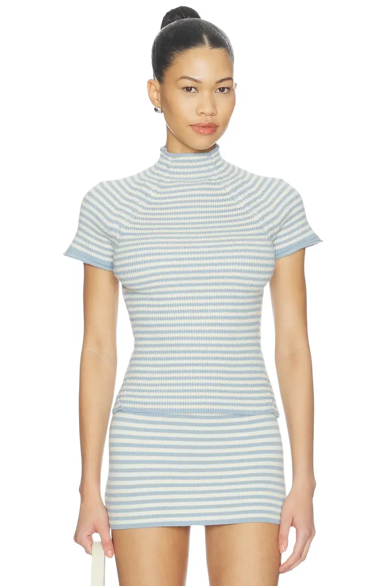 Frankies Bikinis Harmony Cloud Knit Mock Neck Tee